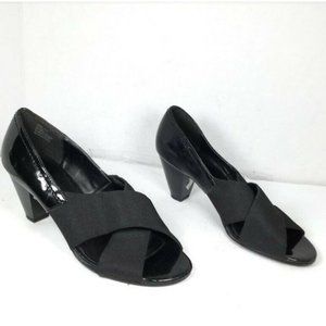 Dressbarn Women's Criss Cross Heel Open Toe Shoes Black Size 6.5